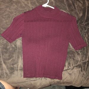 Maroon ribbed open back tshirt